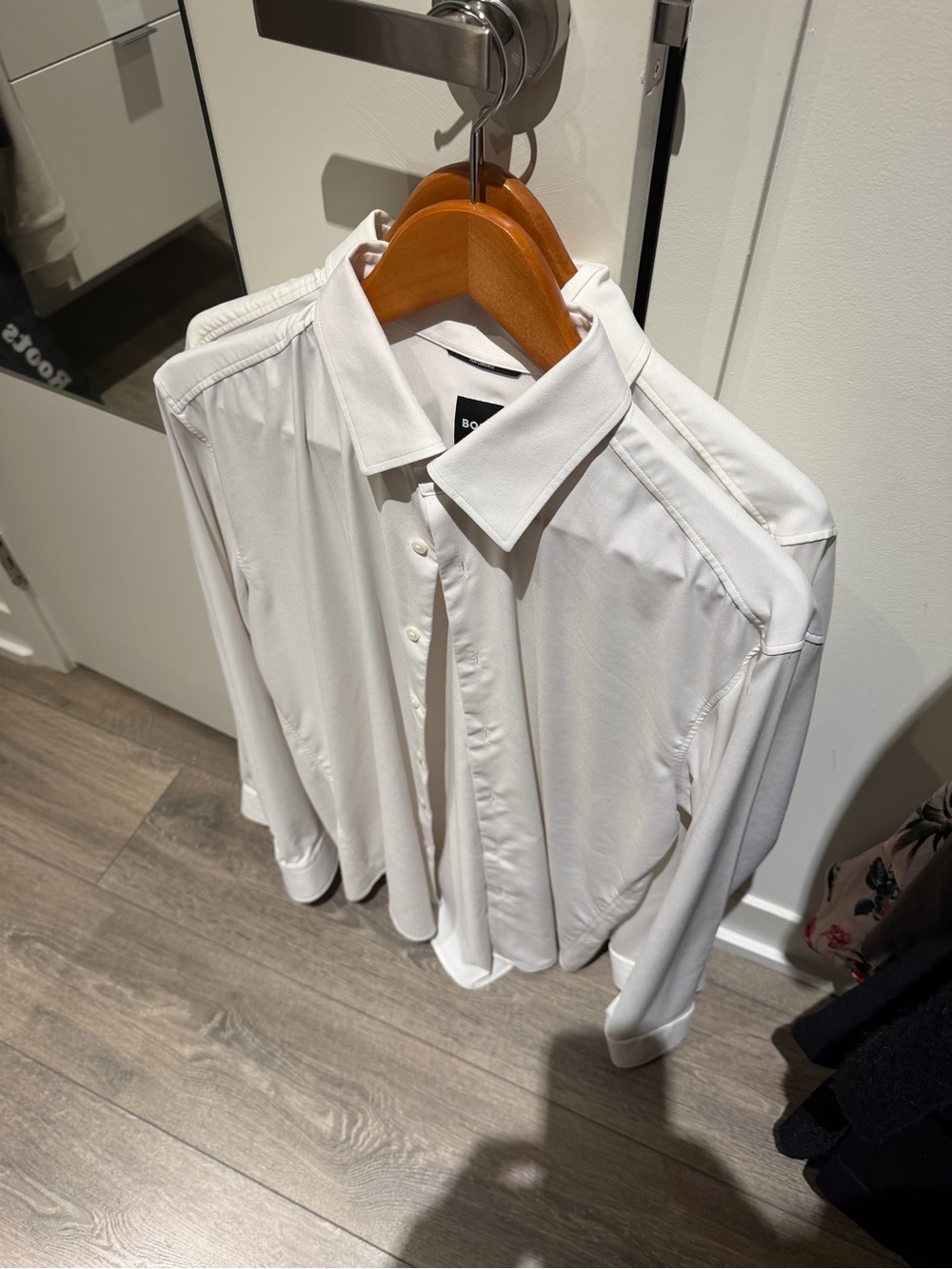 2x BOSS Hank Performance Stretch Dress Shirts White 16R Slim Fit